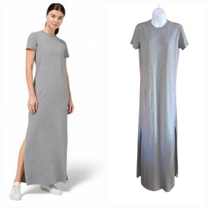 Lululemon LA Relaxed Short Sleeve Maxi Dress Gray Short Sleeve Long Slit Size M